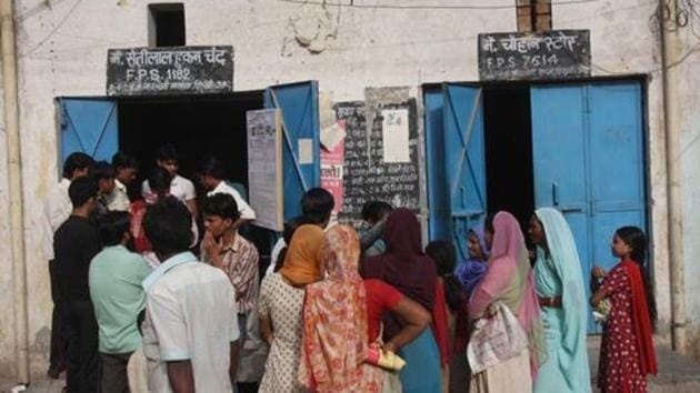 A ration shop at JJ Colony Bawana in New Delhi. (HT File) A ration shop at JJ Colony Bawana in New Delhi. (HT File)