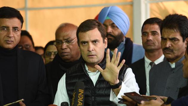 Challenging Prime Minister Narendra Modi to a debate in parliament on the Rafale deal, Congress president Rahul Gandhi on Monday accused the government of working to weaken the state-run aerospace major HAL and destroying India’s strategic capability. He reiterated his demand for a one-on-one debate with Prime Minister Modi. “Give me 15 minutes with PM Modi for a debate on Rafale, the country will know the truth,” Rahul said. (Arvind Yadav / HT Photo ) Challenging Prime Minister Narendra Modi to a debate in parliament on the Rafale deal, Congress president Rahul Gandhi on Monday accused the government of working to weaken the state-run aerospace major HAL and destroying India’s strategic capability. He reiterated his demand for a one-on-one debate with Prime Minister Modi. “Give me 15 minutes with PM Modi for a debate on Rafale, the country will know the truth,” Rahul said. (Arvind Yadav / HT Photo )