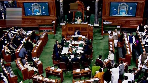 Lok Sabha votes on the constitution amendment bill to introduce 10 per cent reservation for poorer sections(PTI Photo)
