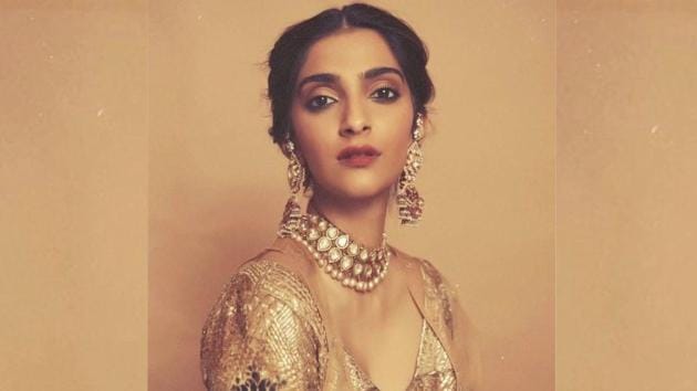 Sonam Kapur Xxxx Hot Sexy - Sonam Kapoor looks ethereal in glittery nude and gold lehenga. See pics |  Fashion Trends - Hindustan Times