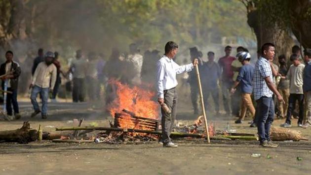 Roads being blocked during the 48-hour-long nationwide general strike called by central trade unions protesting against the "anti-people" policies of the Centre, in Agartala, Tuesday, Jan. 8, 2019. (PTI Photo) (PTI1_8_2019_000228B) (PTI file photo) Roads being blocked during the 48-hour-long nationwide general strike called by central trade unions protesting against the "anti-people" policies of the Centre, in Agartala, Tuesday, Jan. 8, 2019. (PTI Photo) (PTI1_8_2019_000228B) (PTI file photo)