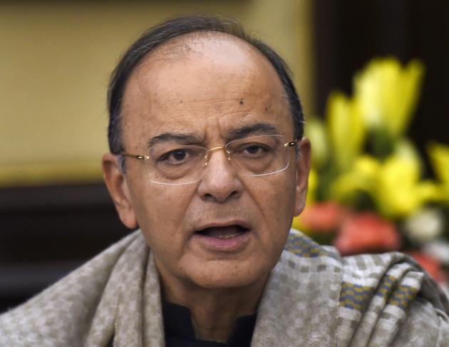 Union finance minister Arun Jaitley addresses the media in New Delhi.(PTI File Photo)