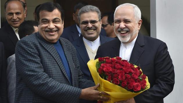 Union minister Nitin Gadkari welcomes Iranian Foreign Affairs Minister Mohammad Javad Zarif at his residence, in New Delhi, Tuesday, Jan. 8, 2019.(PTI file photo) Union minister Nitin Gadkari welcomes Iranian Foreign Affairs Minister Mohammad Javad Zarif at his residence, in New Delhi, Tuesday, Jan. 8, 2019.(PTI file photo)