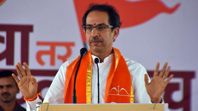 Shiv Sena chief Uddhav Thackeray addressing Sena workers.(HT file photo)