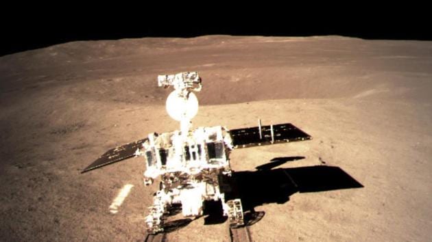 Yutu-2, China's lunar rover, leaves wheel marks after leaving the lander that touched down on the surface of the far side of the moon. A Chinese spacecraft on Thursday, Jan. 3, made the first-ever landing on the far side of the moon.(AP)