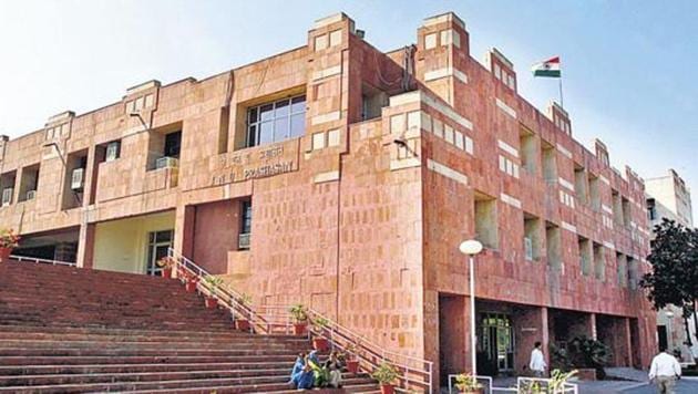 File photo of JNU administrative building. A professor of the university, Atul Johri, was forced to step down from his administrative posts following allegations of sexual harassment against him last year. (HT File) File photo of JNU administrative building. A professor of the university, Atul Johri, was forced to step down from his administrative posts following allegations of sexual harassment against him last year. (HT File)