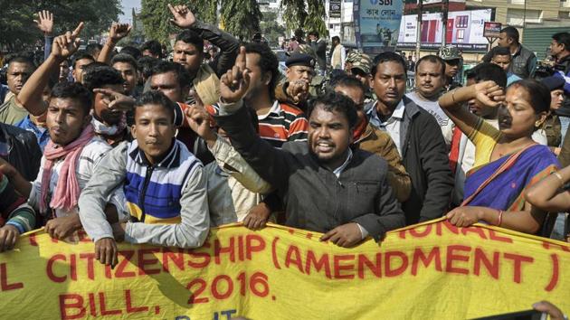 Activists of various indigenous organisations stage a protest rally in front of the Assam Secretariat against the Citizenship (Amendment) Bill, 2016, Guwahati, January 9, 2019(PTI) Activists of various indigenous organisations stage a protest rally in front of the Assam Secretariat against the Citizenship (Amendment) Bill, 2016, Guwahati, January 9, 2019(PTI)