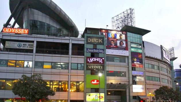 The Sahara Mall on MG Road, Gurugram. Police busted a sex racket operating out of a spa in the mall on January 9, 2019.(Manoj Kumar / HT Photo)