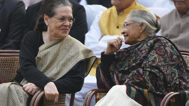 File photo of UPA chairperson Sonia Gandhi with formerDelhi CM Sheila Dikshit. Dikshit was appointed as Delhi Congress chief on January 10, 2019. (Raj K Raj/HT File) File photo of UPA chairperson Sonia Gandhi with formerDelhi CM Sheila Dikshit. Dikshit was appointed as Delhi Congress chief on January 10, 2019. (Raj K Raj/HT File)