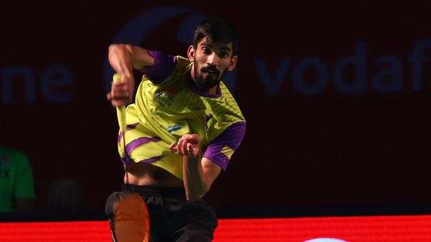 Kidambi Srikanth hits a shot during a match in the PBL.(PBL Image)