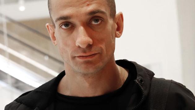 Pyotr Pavlensky, 34, received a one-year jail term and two years suspended for the stunt, but should walk free, having already served 11 months in custody. (AP) Pyotr Pavlensky, 34, received a one-year jail term and two years suspended for the stunt, but should walk free, having already served 11 months in custody. (AP)