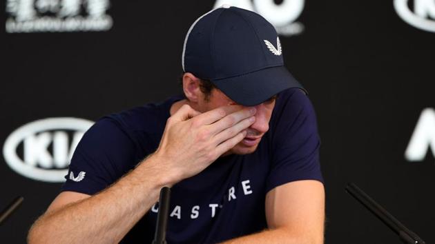 Andy Murray of Great Britain breaks down during a press conference in Melbourne.(AFP)