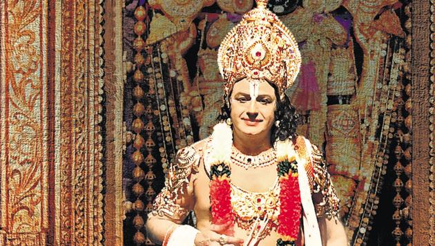 NTR’s son Balakrishna plays his father in the biopic NTR: Kathanayakudu. NTR played godly roles in 42 mythological films in all; Krishna was his favourite character.