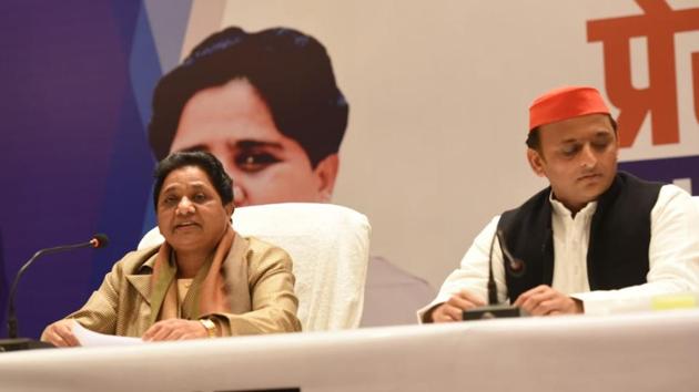 Bahujan Samaj Party (BSP) chief Mayawati at a joint press conference with Samajwadi Party president Akhilesh Yadav in Lucknow on Saturday to announce their alliance for the coming Lok Sabha elections (Photo by Subhankar Chakraborty / Hindustan Times) (HT Photo) Bahujan Samaj Party (BSP) chief Mayawati at a joint press conference with Samajwadi Party president Akhilesh Yadav in Lucknow on Saturday to announce their alliance for the coming Lok Sabha elections (Photo by Subhankar Chakraborty / Hindustan Times) (HT Photo)