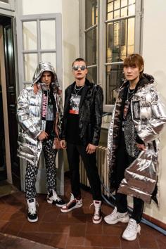 Models present creations for fashion house Philipp Plein during the Men's Fall/Winter 2019/20 fashion shows in Milan, on January 11, 2019. (Photo by MARCO BERTORELLO / AFP) (AFP)