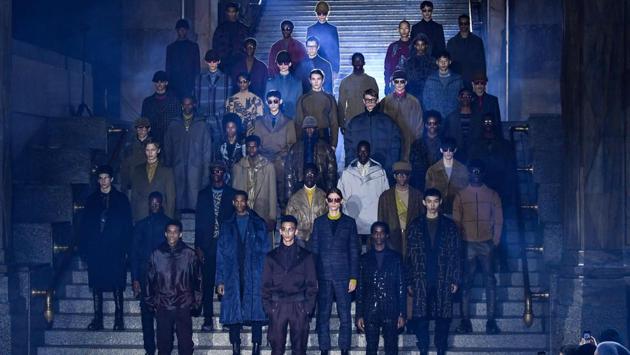 Models present creations for fashion house Ermenegildo Zegna during the Men's Fall/Winter 2019/20 fashion shows in Milan, on January 11, 2019. (Photo by Andreas SOLARO / AFP) (AFP)