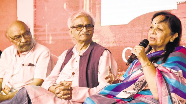 (From left) Film-maker Govind Nihalani: Jabbar Patel, chairman and director, Pune International Film Festival (PIFF), and actor Rohini Hattangadi at PIFF forum at City pride Kothrud on Friday.(Sanket Wankhade/ HT Photo) (From left) Film-maker Govind Nihalani: Jabbar Patel, chairman and director, Pune International Film Festival (PIFF), and actor Rohini Hattangadi at PIFF forum at City pride Kothrud on Friday.(Sanket Wankhade/ HT Photo)