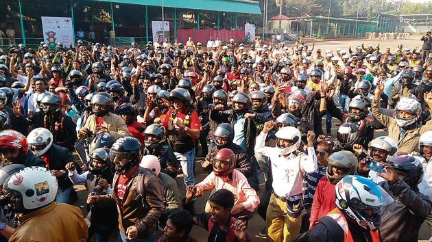 Helmet awareness rally in Pune (HT PHOTO) Helmet awareness rally in Pune (HT PHOTO)
