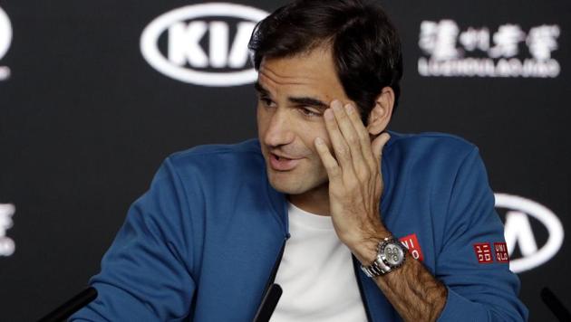Men's defending singles champion Switzerland's Roger Federer answers a question during a press conference at the Australian Open tennis championships in Melbourne, Australia, Sunday, Jan. 13, 2019(AP)