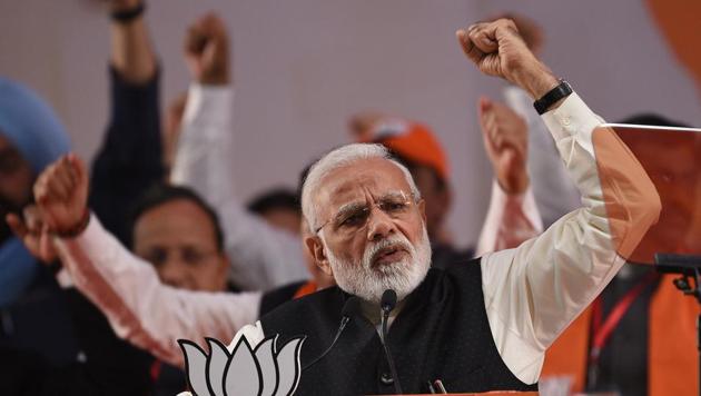 While interacting through video conference with the BJP booth-level workers of Tamil Nadu’s Mayiladuthurai, Sivaganga and Theni districts, Modi said that the opposition’s grand alliance was a short-term effort formed just for their benefits.(Raj K Raj/HT PHOTO) While interacting through video conference with the BJP booth-level workers of Tamil Nadu’s Mayiladuthurai, Sivaganga and Theni districts, Modi said that the opposition’s grand alliance was a short-term effort formed just for their benefits.(Raj K Raj/HT PHOTO)