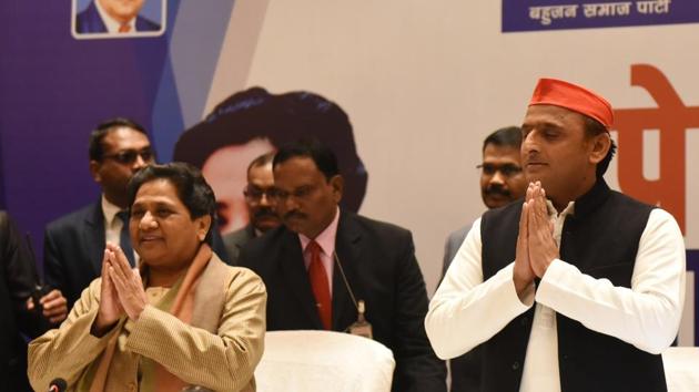 Bahujan Samaj Party (BSP) chief Mayawati and Samajwadi Party president Akhilesh Yadav during a joint press conference in Lucknow, January 12, 2019. (Subhankar Chakraborty/HT Photo) Bahujan Samaj Party (BSP) chief Mayawati and Samajwadi Party president Akhilesh Yadav during a joint press conference in Lucknow, January 12, 2019. (Subhankar Chakraborty/HT Photo)