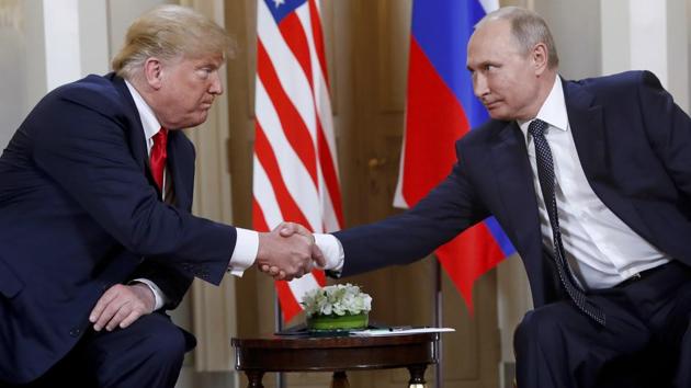 U.S. President Donald Trump faces a new row after a report that he kept details of his two meetings with Russian President Vladimir Putin away from even his senior officials (AP File Photo)(AP)
