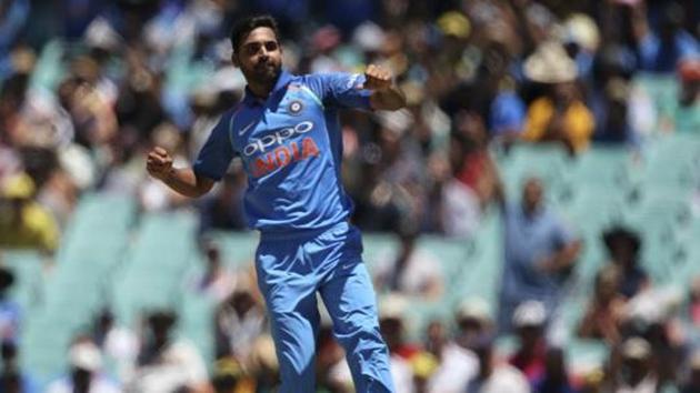 India's Bhuvneshwar Kumar celebrates after bowling out Australia's Aaron Finch during their one day international cricket match in Sydney, Saturday, Jan. 12, 2019. (AP) India's Bhuvneshwar Kumar celebrates after bowling out Australia's Aaron Finch during their one day international cricket match in Sydney, Saturday, Jan. 12, 2019. (AP)
