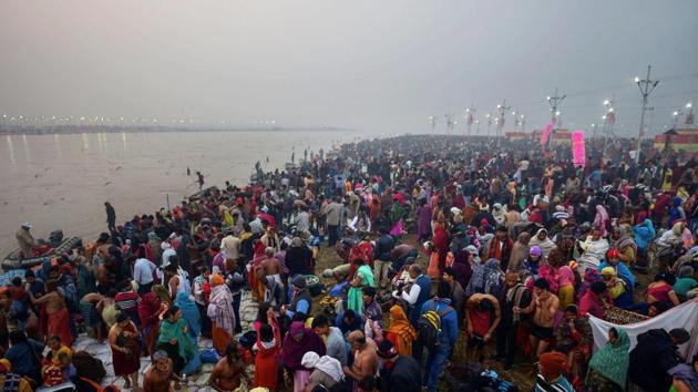 Devotees arrive to take a holy dip at Sangam, the confluence of the rivers Ganga, Yamuna and Saraswati, on the occasion of Makar Sankranti, in Prayagraj. The festival has different names in different states, even though it is celebrated on the same day. It is referred to as Pedda Panduga in Andhra Pradesh, Makar Sankranti in Karnataka, Magh Bihu in Assam, Magha Mela in parts of central and north India and Pongal in Tamil Nadu. (PTI) Devotees arrive to take a holy dip at Sangam, the confluence of the rivers Ganga, Yamuna and Saraswati, on the occasion of Makar Sankranti, in Prayagraj. The festival has different names in different states, even though it is celebrated on the same day. It is referred to as Pedda Panduga in Andhra Pradesh, Makar Sankranti in Karnataka, Magh Bihu in Assam, Magha Mela in parts of central and north India and Pongal in Tamil Nadu. (PTI)