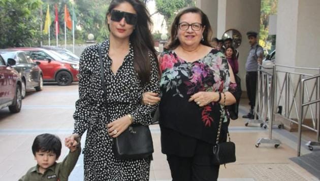 Taimur Ali Khan spotted with mother Kareena Kapoor Khan and grandmother Babita.(Viral Bhayani)