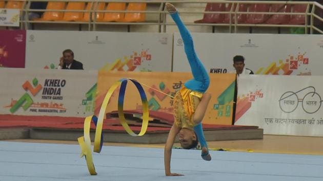 Ending the tournament on a high, Maharashtra’s Under-17 and Under-21 gymnastics teams walked away with the overall title in both categories by a comfortable margin ahead of closest rivals West Bengal and Uttar Pradesh.  (HT PHOTO) 