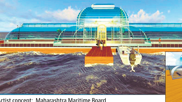 An artist’s concept of the proposed glass floatel off Mahim.(Photo Credit: Maharashtra Maritime Board)