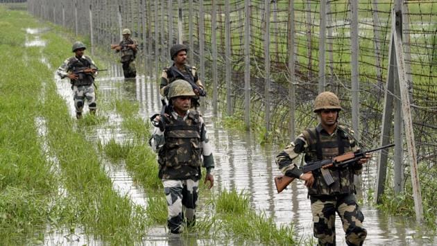 According to PTI, an officer of the Border Security Force (BSF) was killed on Tuesday in a sniper attack from across the border in Samba sector of Jammu and Kashmir. BSF officials said Assistant Commandant Vinay Prasad was hit by a bullet around 10:50 am when he and his party were patrolling along the International Border. (Nitin Kanotra / HT File)