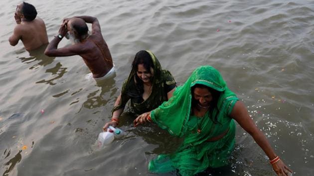 Devotees take a dip. Mela officials said around 35 lakh devotees took the holy dip on Monday. Bathing will take place at 35 ghats roughly stretched over an area of 5.5 km in the mela area. The Kumbh Mela is held every six years, while the Maha Kumbh takes place every 12 years. (Anushree Fadnavis / REUTERS) Devotees take a dip. Mela officials said around 35 lakh devotees took the holy dip on Monday. Bathing will take place at 35 ghats roughly stretched over an area of 5.5 km in the mela area. The Kumbh Mela is held every six years, while the Maha Kumbh takes place every 12 years. (Anushree Fadnavis / REUTERS)