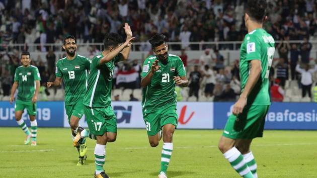 Iraqi team celebrate a goal in the 2019 Asian Cup.(AFP) Iraqi team celebrate a goal in the 2019 Asian Cup.(AFP)