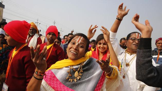 Over 12 crore people are expected to visit the Kumbh between now and Maha Shivratri on March 4, when the Mela will come to a close, for a holy dip at the Sangam. It was traditionally called ‘Ardh Kumbh’ as it takes place twice in 12 years, but the present Uttar Pradesh government recently renamed it ‘Kumbh’. (Rajesh Kumar Singh / AP) Over 12 crore people are expected to visit the Kumbh between now and Maha Shivratri on March 4, when the Mela will come to a close, for a holy dip at the Sangam. It was traditionally called ‘Ardh Kumbh’ as it takes place twice in 12 years, but the present Uttar Pradesh government recently renamed it ‘Kumbh’. (Rajesh Kumar Singh / AP)