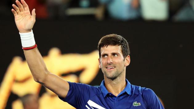 Novak Djokovic reacts after winning his Australian Open opener against Mitchell Krueger. (REUTERS) Novak Djokovic reacts after winning his Australian Open opener against Mitchell Krueger. (REUTERS)
