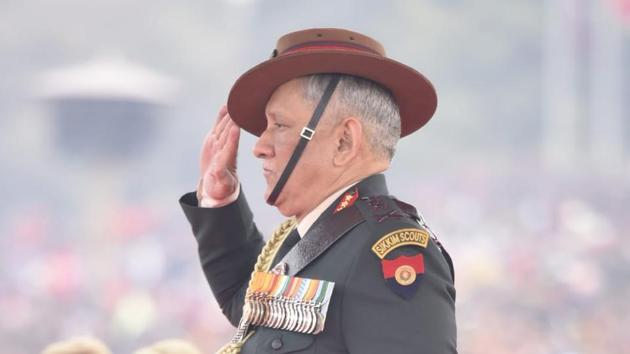Army chief General Bipin Rawat takes the salute during the inspection of the guard of honour. 2019 marked the 71st occasion of Army Day. (Vipin Kumar / HT Photo) Army chief General Bipin Rawat takes the salute during the inspection of the guard of honour. 2019 marked the 71st occasion of Army Day. (Vipin Kumar / HT Photo)