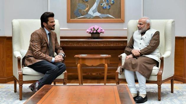 Anil Kapoor met PM Modi in New Delhi on Wednesday.(Twitter) Anil Kapoor met PM Modi in New Delhi on Wednesday.(Twitter)