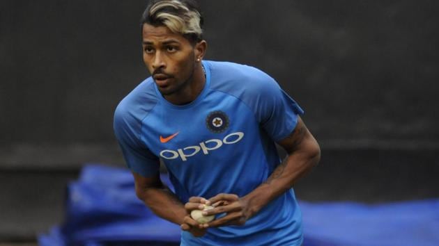 Hardik Pandya during practice session at IS Bindra Cricket Stadium in Mohali .(HT Photo)