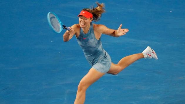 Maria Sharapova in action during her Australian Open second round match against Sweden's Rebecca Peterson. (REUTERS) Maria Sharapova in action during her Australian Open second round match against Sweden's Rebecca Peterson. (REUTERS)