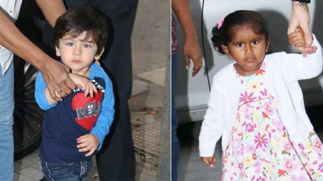 Sunny Leone’s daughter, Nisha, and Kareena Kapoor Khan’s son, Taimur, at the birthday party.