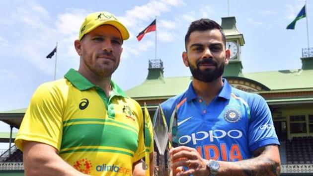 India's cricket team captain Virat Kohli (R) and his Australian counterpart Aaron Finch pose with the One Day International (ODI) series trophy at the Sydney Cricket Ground in Sydney on January 11, 2019. (AFP) India's cricket team captain Virat Kohli (R) and his Australian counterpart Aaron Finch pose with the One Day International (ODI) series trophy at the Sydney Cricket Ground in Sydney on January 11, 2019. (AFP)