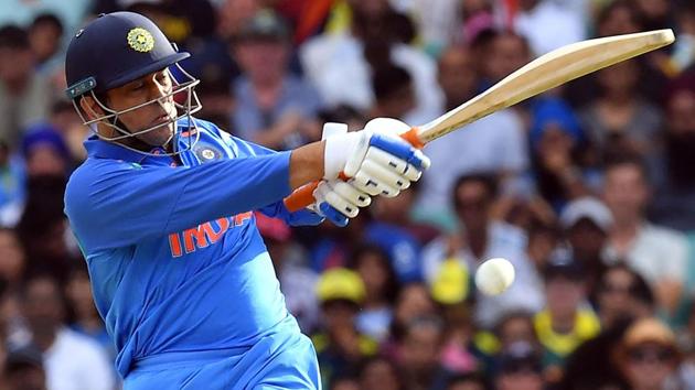MS Dhoni plays a shot during the first one day international (ODI) match between Australia and India.(AFP)