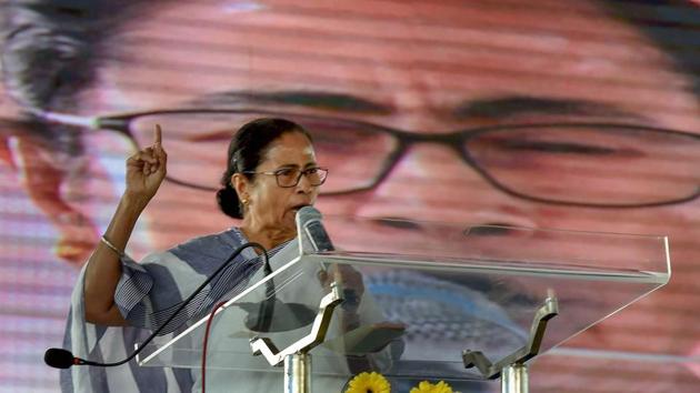 West Bengal chief minister Mamata Banerjee addresses an event at Sagar Island, in Gangasagar on December 28, 2018.(PTI Photo)