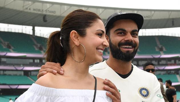 Virat Kohli celebrates with wife and actor Anushka Sharma after winning the Test series in this file picture. (REUTERS)