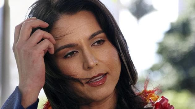 Presidential candidate U.S. Rep. Tulsi Gabbard on Thursday responded to criticism about her past work advocating against gay rights by apologizing in a video. (AP) Presidential candidate U.S. Rep. Tulsi Gabbard on Thursday responded to criticism about her past work advocating against gay rights by apologizing in a video. (AP)