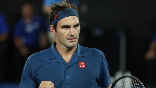 Roger Federer reacts during the match against Taylor Fritz.(REUTERS)