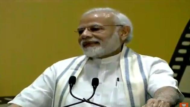 PM Modi inaugurates new building of National Museum of Indian Cinema. (BJP/Twitter) PM Modi inaugurates new building of National Museum of Indian Cinema. (BJP/Twitter)