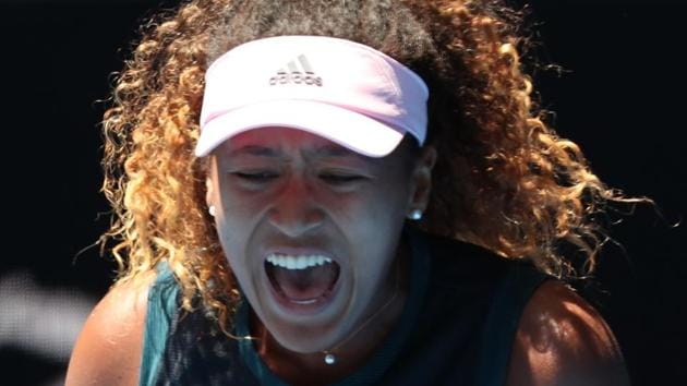 Japan's Naomi Osaka reacts during the match against Taiwan's Hsieh Su-Wei. (REUTERS) Japan's Naomi Osaka reacts during the match against Taiwan's Hsieh Su-Wei. (REUTERS)
