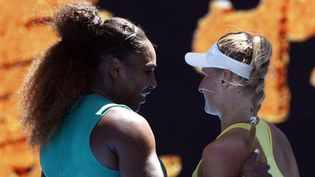 Serena Williams of the U.S. interacts with Ukraine's Dayana Yastremska after winning the match. (REUTERS) Serena Williams of the U.S. interacts with Ukraine's Dayana Yastremska after winning the match. (REUTERS)